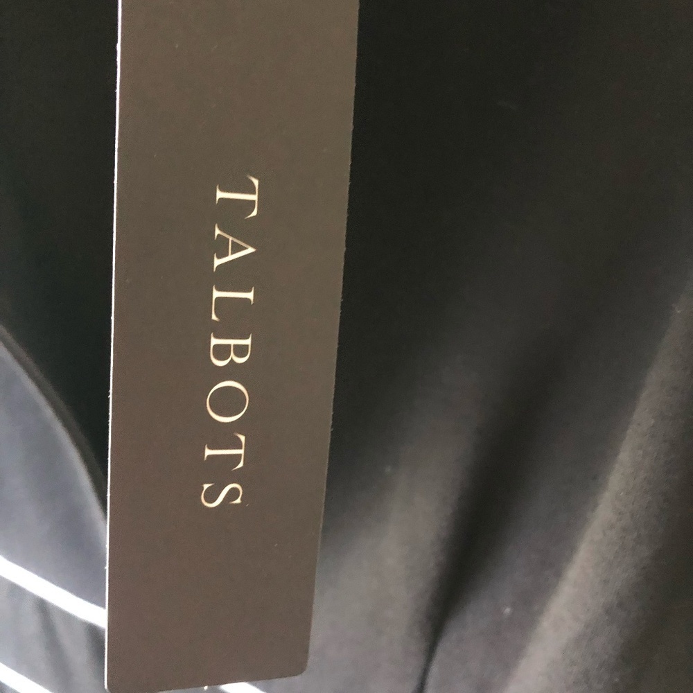 TALBOTS TIMELESS BLACK W/WHITE PIPING COCKTAIL DRESS 4 PETITE NEW WITH TAGS - Picture 3 of 9